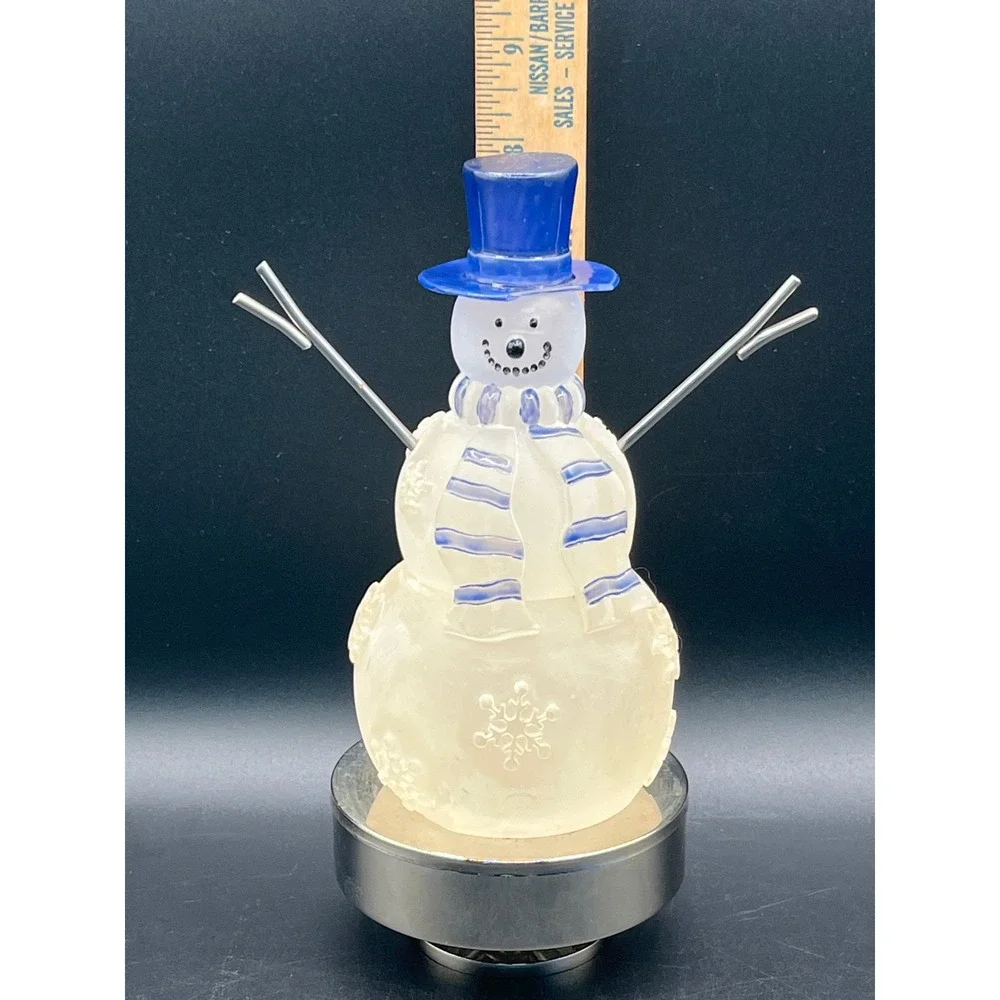 Vtg Marshall Fields Snowflake Snowman Figurine Blue Top Hat Musical Works As Is